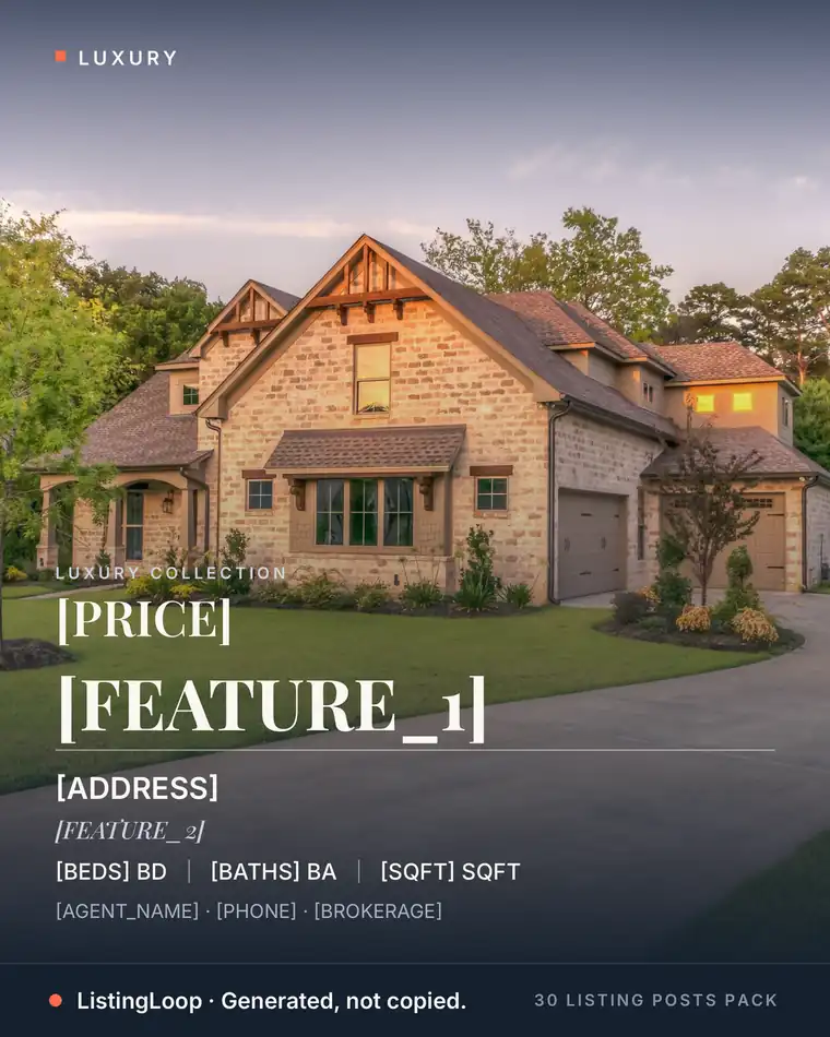 Just Listed — Luxury — post 2 of the 30 Listing Posts Pack