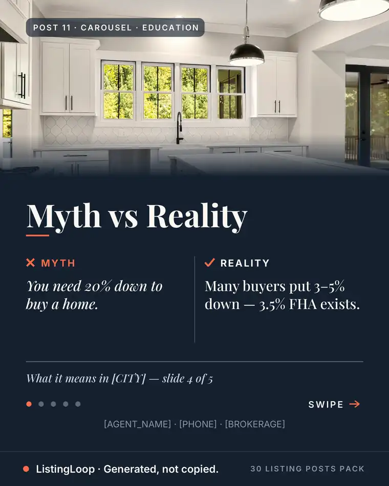 Myth vs Reality — post 11 of the 30 Listing Posts Pack