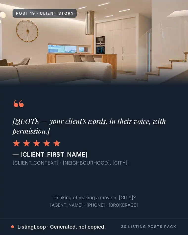Testimonial — post 19 of the 30 Listing Posts Pack