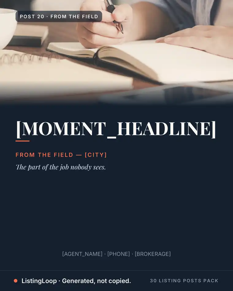 Behind the Scenes — post 20 of the 30 Listing Posts Pack